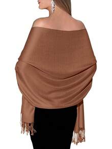 Shawls And Wraps Evening Dresses, Large Soft  Wedding Shawl - Light Brown - 查看 1