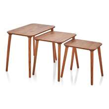 3 Piece Stacking Wooden End Tables Bedside Tables For Home Living Spaces - 棕色,款式 - 1M-855-09 - 查看 2