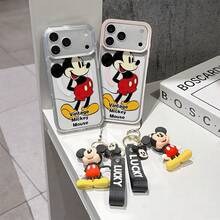 This Disney Mickey Mouse Pattern Lanyard Phone Case Features A Strong Magnetic Closure And Full Coverage Of Acrylic And TPU Material. It's Shockproof, Lightweight, And Suitable For IPhone17/16/11/13/15/15 Plus/15 Pro/15 Pro Max/12/14 Pro Max/11 Pro Max/12 Pro/12 Pro Max/13. It's A Popular Birthday Gift, Business Gift, Durable, Stain-Resistant, And Fingerprint-Resistant New Phone Case For Men And Women. It Also Includes A Mickey Mouse Phone Case And Mickey Mouse Doll Bracelet. Compatible With SamsungGalaxy S20, S21, S22, S23, And S24 Series. It's The Perfect Gift For Friends And Family. This Stylish Phone Case Is Fun, Lightweight, And Durable. IPhone17 Pro Max Phone Case, Minnie Phone Case. - Trong sáng - Xem 3