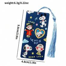 SNOOPY 2/4个可爱卡通史努比书签，亚克力阅读书签，史努比狗狗流苏吊坠书签，动漫风格 - 彩色 - 查看 4