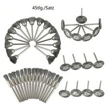 45PCS Drahtbürsten Set Edelstahl T Form Schalenbürste Pin Bürste für Bohrmaschine, Rostentferner Entgraten Schleifen Polieren, geeignet für Holz Metall Farbe entfernen, vielseitiges Werkzeug Set - A - Übersicht 3