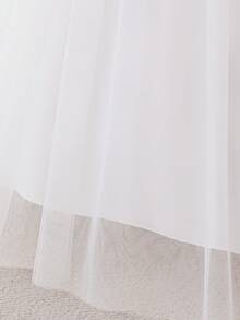 Young Girls' Blue Off-Shoulder Spaghetti Strap Tulle Princess Dress, Suitable For Parties - White - View 11