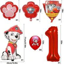 Paw Patrol Theme Birthday Balloon Set, Firefighter Puppy Theme Party Decorations, 32 Inch Red Number 1-8 Foil Balloons, Paw Print Round Latex Balloon Set, Cartoon Rescue Puppy Theme Birthday Party Supplies Suitable For 1-8 Years Old Children - Cartoon Dog Balloon - View 3