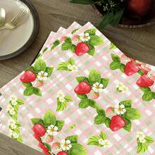 1pc/4pcs/6pcs Strawberry Pattern Linen Placemats, Suitable For Dining Table, All Season Decor, Modern Washable Table Mats, Room Decor, Coasters, Kitchen Dining Mats, Indoor Outdoor Party Decoration, Home Decor, Ideal Gift - Multicolor - View 8