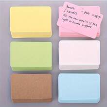 100pcs Colorful Blank Cards - Random Colors - Handwritten Colored English Word Hard Card Paper Small Cards - Memo Portable Cards - DIY Graffiti Memo Cards Text Cards - Suitable For Back To School Student Communication Cards - A - View 1