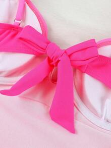 Traje de baño body elegante y sexy de cuello en V rojo, de llegada nueva primavera/verano de Polovedo, para playa, fiesta, cita, vacaciones - Rosa - Ver 6
