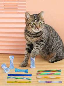 Juguete de resorte Happy Kitten, juguete interactivo para gatos de interior, resorte colorido, juego activo, resorte en espiral, se puede usar para golpear, morder, perseguir, juguete para gatos, juguete de tubo colorido y divertido para gatitos, tubo interactivo para gatos de interior, resorte de plástico, color aleatorio - Multicolor - Ver 17