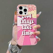 Fondo de texto rosa positivo corazones estrellasfunda de teléfono Fundas compatibles con ,Apple,VIVO,OPPO,,, y Honor.Fabricadas en silicona TPU,ofrecen protección contra golpes y caídas. - Rosa - Ver 1