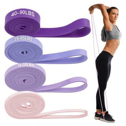 Bộ 4 dây kháng lực tập thể dục yoga, dây hỗ trợ đàn hồi cao cho bài tập kéo xà, dây co giãn đa chức năng, bộ dụng cụ tập gym tại nhà.