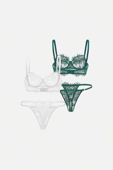 Bisouelle 4pcs/Set Women Lace Sexy Lingerie Set
