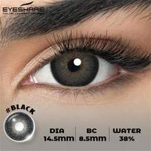 EYESHARE 1 Pair Enlarging Colorful Year Disposable Colored Pupils Big Eyes Brown Eyes Lenses Gray Contact Blue Lenses Suitable For Dates, Daily Wear, Parties,14.5mm,Black Natural Lens - Black - View 3