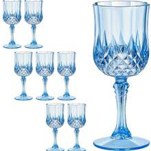 12/8/6/2/1 Peças Conjunto (Verde, Rosa, Azul) 3 Cores Copos de Vinho Retrô Relevo Reutilizáveis, Taças de Champanhe e Coquetel, Copos de Suco, Adequado para Festas, Casamentos, Estilo Retrô, Ideal para Dia dos Namorados, Casamento, Festa na Praia, Eventos ao Ar Livre - Visão 15