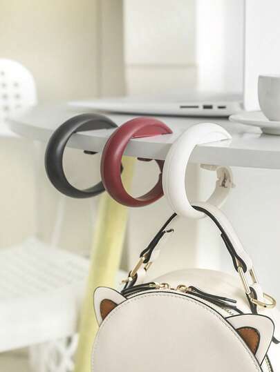 1pc Portable Desk Edge Hook - No Drilling Required Tabletop Hook, Suitable For School Backpacks, Desktops Or Desk Edges, Student Backpack Hook, Classroom Dorm Office Storage, Reusable Side Clip, Heavy Duty Plastic Hook, Essential For Home, Study, Travel