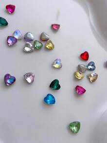Mix 44pcs Nail Charms Nails, Nail Charms, Nail Supplies, Dopamine Pointed Heart Rhinestones, White, Pink, Green, Blue, Etc. Nail Charms, Light Luxury Style, French Sweet Girl Style, Metal Nail Supplies, Music Festivals, Travel, Festivals And Celebrations, Shiny, White, Pink, Green, Champagne, Blue, Purple Rhinestones Nail Gems, Suitable For Multi-Functional DIY Accessories Nail Decoration Valentine's Day And Back To School - Multicolor - View 4