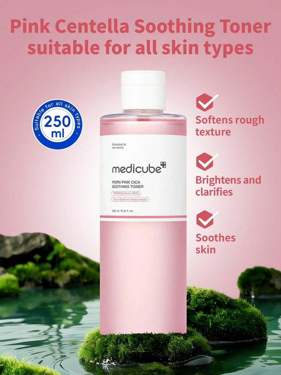 Medicube 250ml PDRN Pink Centella Soothing Toner, Gentle Plant-Based Formula, Hydrating & Calming, Suitable For Sensitive Skin, Large Volume For Moisturizing Mask - PDRN Pink Centella Asiatica Soothing Toner 250ml - View 1