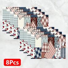 1件/4件/6件装抽象图案印花亚麻餐垫，适用于餐桌，四季皆宜，现代可水洗餐垫，房间装饰，餐垫，杯垫，厨房餐桌垫，室内外派对装饰，家居装饰，理想礼品 - 彩色 - 查看 13