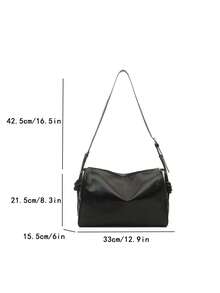 Nueva bolsa de hombro de gran capacidad para uso versátil en viajes y transporte, de unicolor y de alta gama para mujeres - Negro - Ver 3