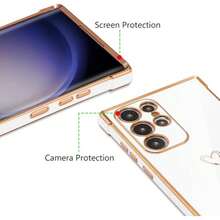 适用于三星 Galaxy A56、A55 5G、A54 5G、A36、A35 5G、A34 5G、A26 5G、A25、A16 5G、A15 5G、A15 4G、A14 5G 的奢华镀金心形摄像头保护壳，男女通用设计，也适用于 Galaxy S26 Ultra、S24、S25 FE、S23、S22、S21 Plus。 - 象牙白 - 查看 5