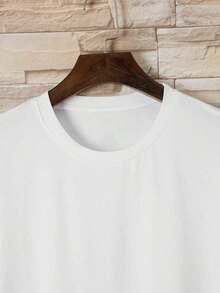 Camiseta de Cuello Redondo de Color Sólido para Hombre Manfinity Dauomo - Blanco - Ver 5