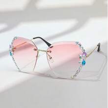 1件時尚女款水鑽眼鏡，優雅Y2K風格，防眩光，適合日常佩戴，水鑽裝飾，派對風格幾何鏡框，適合音樂節 - 彩色 - 查看 15