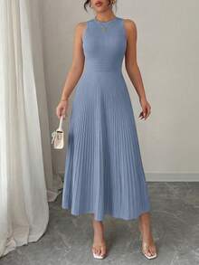PRETTYGARDEN Women's Summer Dresses Casual  Business Work Midi Sleeveless A Line Pleated Evening Elegant Dresses Cocktail Wedding Guest Graduation Dress Dresses For Women - 藍灰色 - 查看 5
