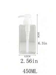 1pc Transparent Empty Pump Bottle, Plastic Refillable Square Container, Suitable For Essential Oils, Soap, Lotion, Shampoo, Conditioner, Large Manual Pump Dispenser, Suitable For Bathroom And Kitchen Sink - Clear - View 11