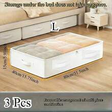 3pcs White Foldable Under Bed Storage Boxes And Closet Organizers, With Excellent Functionality And Versatility, Can Be Used To Store Blankets, Skirts, Quilts, Pillows, Clothes And Other Items, Saving Space Under Bed KNW0 - L - Xem 6