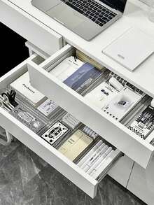 1pc/4pcs/5pcs/6pcs Multi-Functional Desktop Drawer Storage Box, Built-In Dividers, Convenient For Students To Organize Stationery And Daily Supplies In Dorm; Transparent Stackable Storage Box, Available In Multiple Sizes; Ideal Desktop Organizer Box For Study Space; Suitable For Autumn Seasonal & Holiday Decor; Room And Home Decor; Enhance Bedroom Aesthetics; Celebrate Autumn Holidays; Upgrade Your Study Environment With A Fashionable And Practical Storage Solution. - Clear - View 9