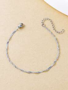 1pc Stainless Steel Minimalist Multifunctional Women's Bracelet, Twist Chain Design, Suitable As Gift For Mother - Bracelet - View 7