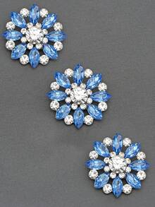 3颗花形水钻玻璃金属纽扣，彩色水晶装饰柄纽扣，适用于外套、开衫、毛衣、缝纫工艺品和DIY配件 - 多色 - 查看 69