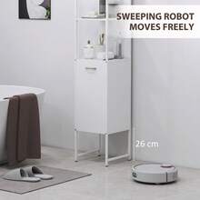Tall Bathroom Cabinet With Open Shelves And Adjustable Shelf - White - White - View 8