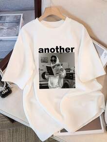 Ny modell 2026 Dam sommar kortärmad T-shirt, designer slim-fit kortärmad T-shirt med tecknat tryck, topp, baslager # 3333 Sommar T-shirts - [Vit] - Visa 10
