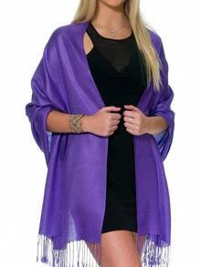 Shawls And Wraps Evening Dresses, Large Soft  Wedding Shawl - 紫丁香 - 查看 1
