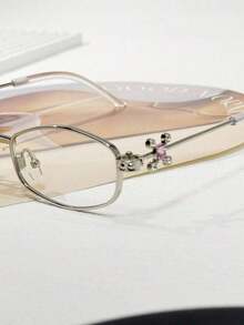 1pc Women's Diamond Embellished Y2K Metal Eyeglasses Frame, Non-Prescription Decorative Glasses, Lightweight & Comfortable, Suitable For Daily Wear, Party, Gifts - 彩色 - 查看 5