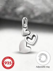 1pc 925 Sterling Silver Heart Beaded DIY Bracelet Jewelry, Exquisite Gift, Back To School Essential, Teens Backpack, College Must-Have, Affordable Back To School Accessory - Style 1 - View 2