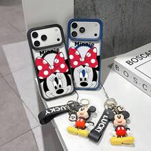 This Disney Mickey Mouse Pattern Lanyard Phone Case Features A Strong Magnetic Closure And Full Coverage Of Acrylic And TPU Material. It's Shockproof, Lightweight, And Suitable For IPhone17/16/11/13/15/15 Plus/15 Pro/15 Pro Max/12/14 Pro Max/11 Pro Max/12 Pro/12 Pro Max/13. It's A Popular Birthday Gift, Business Gift, Durable, Stain-Resistant, And Fingerprint-Resistant New Phone Case For Men And Women. It Also Includes A Mickey Mouse Phone Case And Mickey Mouse Doll Bracelet. Compatible With SamsungGalaxy S20, S21, S22, S23, And S24 Series. It's The Perfect Gift For Friends And Family. This Stylish Phone Case Is Fun, Lightweight, And Durable. IPhone17 Pro Max Phone Case, Minnie Phone Case. - 粉色 - 查看 2
