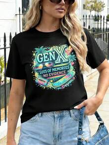 Dam-T-shirts - Svart - Visa 1