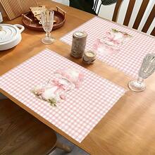 1pc/4pcs/6pcs Pink Mushroom Pattern Linen Placemats, Suitable For Dining Table, All Season Decor, Modern Washable Table Mats, Room Decor, Coasters, Kitchen Dining Mats, Indoor Outdoor Party Decoration, Home Decor, Ideal Gift - Multicolor - View 6