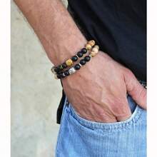 Men's Bracelet Jewelry, Buddha Beads, Buddha Head Bracelet, Frosted Alloy Buddha Bracelet - 金色 - 查看 2