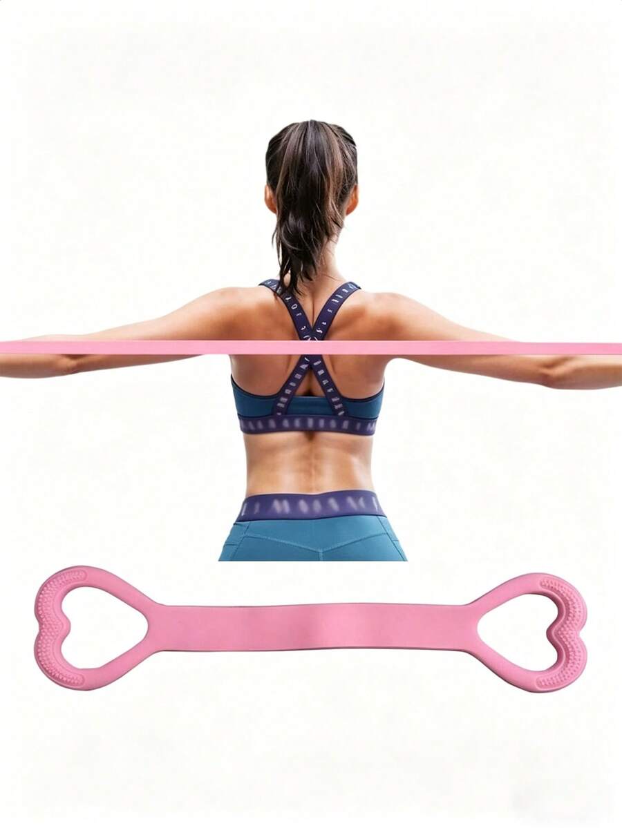 1/2/3pcs 8-Shaped Stretch Strap, Women Back Training Yoga Stretch Band, Thick Silicone Elastic Rope For Back - Pink - View 1