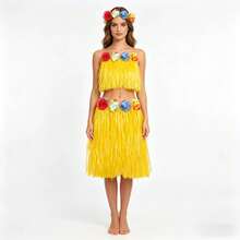 Váy cỏ Hawaii dài 40cm, thích hợp cho tiệc tùng, biểu diễn, trang phục biểu diễn. - Nhiều màu - Xem 4
