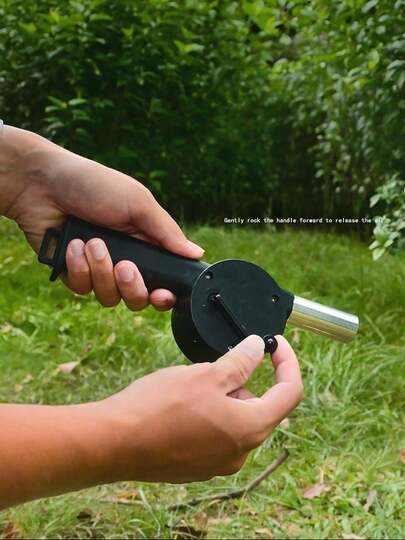 1pc Outdoor Manual Bellows Fan, Portable Barbecue Tool, Fireplace Blower, Hand Crank Camping Fire Starter