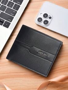 HOVI'S Men's Lightweight Slim PU Wallet - Minimalist Bifold Design W/ ID Window, 10+ Card Slots & Coin Pocket (11.8cm Compact) - Black - View 3