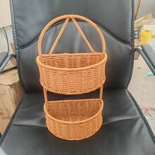 2/3 Tier Vintage Wall Hanging Storage Baskets, Natural Woven Rattan, Farmhouse Style Handmade Wicker Baskets, Wall Decor Baskets For Kitchen, Bedroom, Bathroom, Multi-Functional Woven Wall Hanging Baskets - View 9