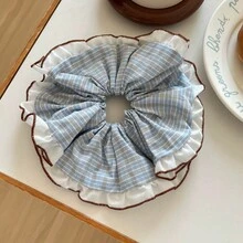 1 bộ 3 chiếc dây buộc tóc scrunchie sọc xanh thanh lịch, dây buộc tóc cỡ cực lớn, dây buộc tóc đuôi ngựa ren hoa, phụ kiện tóc đa năng dây buộc tóc co giãn - Nhiều màu - Xem 11