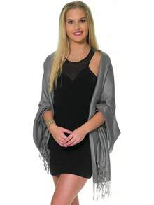 Shawls And Wraps Evening Dresses, Large Soft  Wedding Shawl - 灰色 - 查看 2