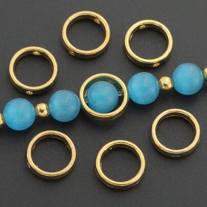 15pcs/20pcs Vintage Gold Zinc Alloy Bead Frames, Assorted Styles: Round Bezel Frames, Heart Shaped Frames, Round Semi-Floral Spacer Beads, Handmade Beading Supplies, Jewelry Making Components For Earrings, Bracelets, Necklaces, Phone Chains, Bag Charms