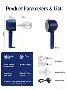 XO Chef Lab Lake Blue 3-Speed Hand Mixer – Powerful & Lightweight, Flex Edge Beaters For Faster, Smoother Mixing - Royal Blue - View 8