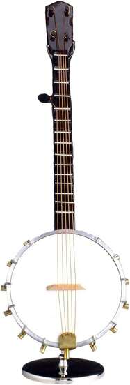 9"H Banjo With Case &Amp; Stand Replica Miniature Musical Music Instrument
