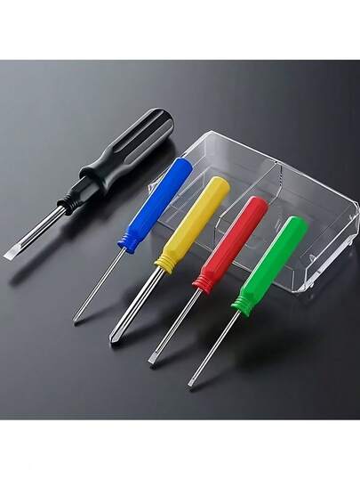 六件套螺丝刀套装，配有彩色彩虹手柄，包含一字和一字两种刀头。采用防滑手柄，握感舒适；坚固耐用的金属结构；小巧便携，方便携带。是家庭维修、电子产品保养和工具箱收纳的理想之选。无需电池。